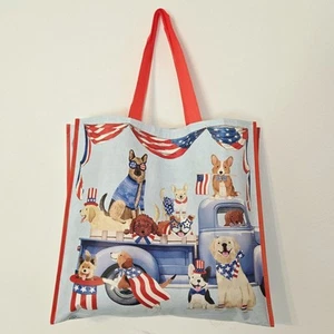 Perros Perro Rojo Blanco Azul Patriótico Bolsa de Regalo Reutilizable Bolso de Compras TJMaxx Nuevo - Imagen 1 de 3