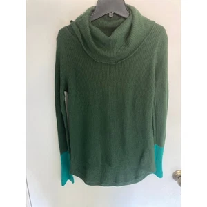 Prana cowl neck sweater women's size S green wool blend cozy sustainable - Picture 1 of 5