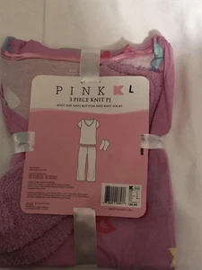 NUEVO Juego de pijama tejido ROSA 3 piezas para mujer - Imagen 1 de 3