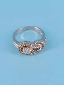 Anillo de compromiso de plata de ley con circonitas cúbicas talla 5 4,45 gramos - Imagen 1 de 4