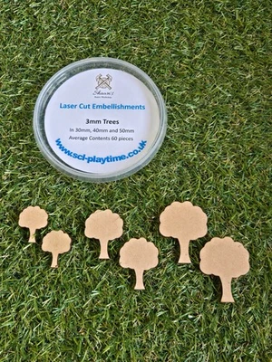 3mm MDF Laser Cut Tree Embellishments - Image 1 of 4