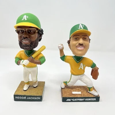 Lote de 2 BobbleHeads Reggie Jackson e Jim Catfish Hunter Oakland A’s 2000s HOF - Imagem 1 de 4