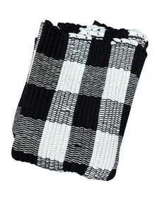 NEW Farmhouse Rustic Buffalo Cottage Checkered Plaid Black & White Rug 26x40 - Picture 1 of 3