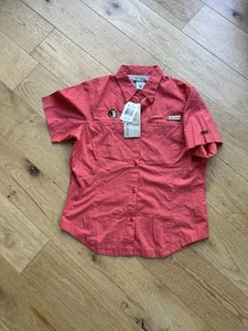 NWT Columbia PFG FSU Florida State Button Up Short Sleeve Shirt Womens M - Picture 1 of 7
