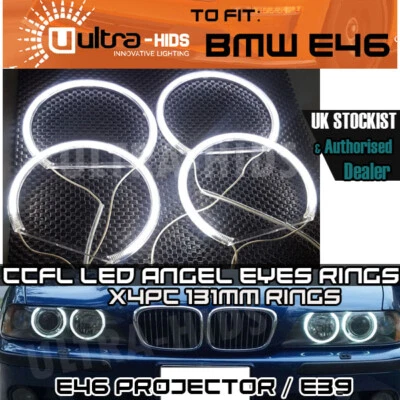 BMW 8000K XENON CCFL ANGEL EYES FOR BMW E36 E46 E38 E39 131mm x 4 projector UK - Image 1 of 4