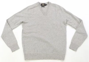 Rare VTG RALPH LAUREN Double RL RRL Cashmere V Neck Pullover Sweater 90s Gray S - Picture 1 of 13
