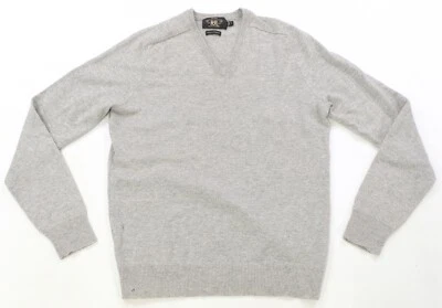 Suéter Pullover Raro De Colección Ralph Lauren Doble RL RRL Cachemira Cuello en V Años 90 Gris S Foto 1 de 4