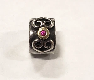 Pandora Sterling Silver Two Tone Double Heart Pink Sapphire Clip Charm 790382PSA - Picture 1 of 6