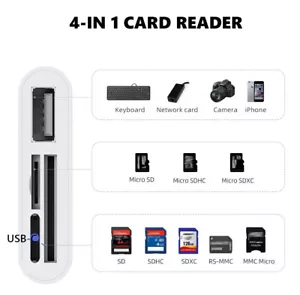 4in1 Card Reader SD/TF OTG HUB For iPhone 15/14Pro Max Android USB-C Fast Charge - Picture 1 of 9