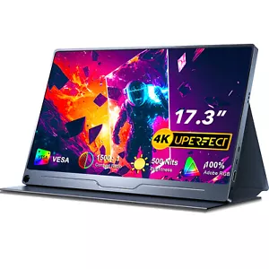 UPERFECT 17.3" 4K Portable Gaming Monitor 3840*2160 HDMI USB C Screen For PS 5 - Picture 1 of 10