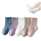  Baby Girls Socks Toddlers Ruffle Socks Girl's Frilly Dress 1-3T Solid-5 Pairs