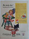 1944 Carnation evaporated milk girl high chair spill Scottish Terrier dog ad