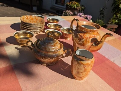 WALBRZYCH Kaffee/Teeservice  Dekor Perlmutt gold - Retro Vintage  - Bild 1 von 4