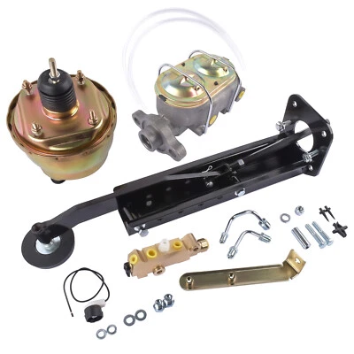 Universal Firewall Mount Power Brake Pedal 7" Dual Booster Master Disc/Drum Kit - Image 1 of 4