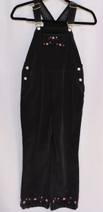 Vintage Cherokee Embroidered Black Cotton Overalls Size Medium 7/8 - Picture 1 of 12