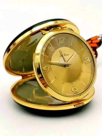 Seth Thomas German 30 Hour Alarm Green Tortoise Case Gold Dial - Boxed 954 Cover