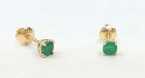 PENDIENTES ESMERALDA TORNILLO TRASERO ORO AMARILLO 14K ESMERALDA NATURAL 0,48 CTS 3,3 MM - Imagen 1 de 4