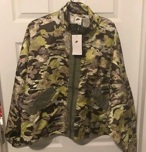 Nike Womens Woven Floral Camo Full Zip Jacket Green 2XL CZ8184-325 - Picture 1 of 5