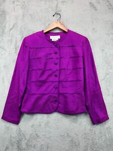 Maggy London 100% Silk Blazer Jacket Womens 8 Purple Ladies Kenneth Nolan 1