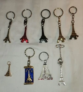 Set Of 9 Eiffel Tower Paris Key Chains - Picture 1 of 7