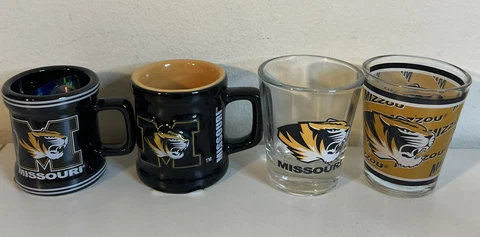 NEW! University of Missouri Mizzou Tigers Shot Glasses Lot Of Four! Cover