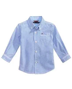 NWT TOMMY HILFIGER Baby Boys Button Down Blue/White Striped Shirt, Size: 18 mo - Picture 1 of 1