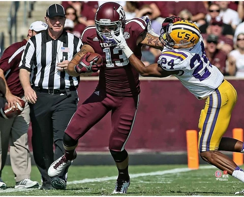 Mike Evans Texas A&M Aggies UnSigned Jersey Run & Blocking vs Tigers Photo Cover