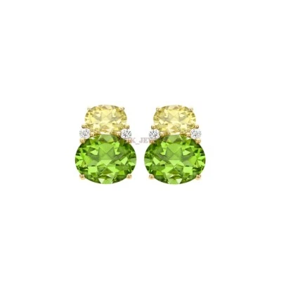 Natural Peridot & Lemon Quartz Gemstone with 925 Sterling Silver Cufflink #2453 - Image 1 of 3
