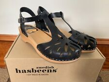 Swedish Hasbeens Women’s Lacy Debutant Platform Sandal, Black, 7M - EUC