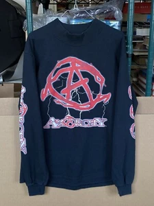 Vintage Anarchy Logo Lightning Long Sleeve Shirt Size Medium Black Cotton Deluxe - Picture 1 of 16