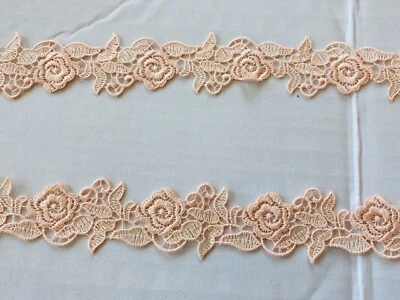 Cinta bordada rosa salmón de 2 yardas/costura/artesanía/novia/1,25" de ancho   Foto 1 de 4