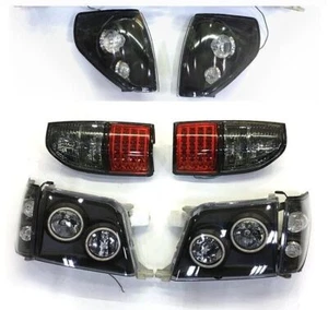 Black LED For Toyota Prado LC90 1996-2002 Front Headlight+Corner+Tail Lights Kit - Picture 1 of 11