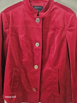 Jones New York Red  Velvet Jacket Size Xl Strech - Imagem 1 de 3