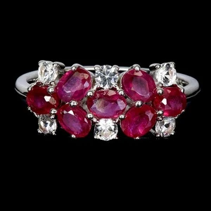 Mother Day 925 Silver Ring Oval Ruby 4x3mm Topaz Gemstone Jewelry Size 7 - Picture 1 of 14