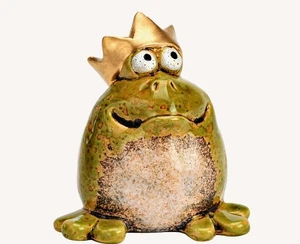 Froschkönig aus Steingut grün - Bild 1 von 5