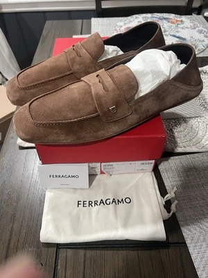 NEW FERRAGAMO Billion Brown Suede Driving Shoe Sz 13 / 46 - Image 1 of 4