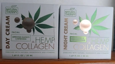 (2) Natural Therapy Hemp + Collagen Day Cream & Night Cream Set 1.69 oz each - Image 1 of 2