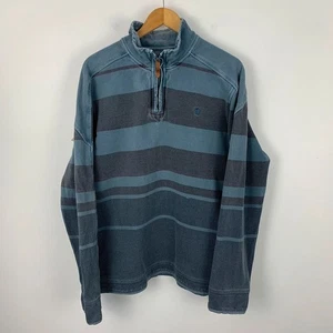 Fat Face 1/4 Zip Jumper Pullover Mens Medium Blue Striped Airlie Style - Picture 1 of 14