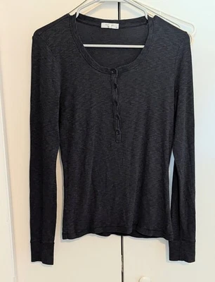 Rag & Bone Lea Rib Henley Shirt Womens Size M Gray Thermal Long Sleeve - Image 1 of 4