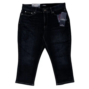 New Chaps 5 Pocket Slimming Fit Denim Capri Jeans Womens 12 Dark Blue NWT $59 - Picture 1 of 9