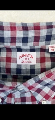 Franela escocesa espiga azul rojo gris algodón XL Hamilton 1883 de colección como nueva Foto 1 de 4