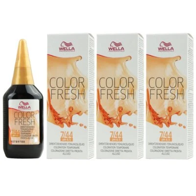 Wella Color Fresh Tönungsliquid 3 x 75 ml 7/44 mittelblond rot intensiv Set