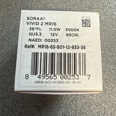 Soraa Vivid 2 MR16 LED Replacement Lamp - 11.5W, 3000K, 12V, 36°, 50mm, 95CRI - Image 1 of 4
