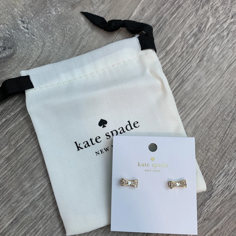 Kate Spade O0RU1561 Ready Set Bow Rose Gold Tone Glitter Earrings
