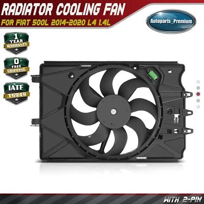 Ventilador de radiador individual con conjunto de cubierta para Fiat 500L 2014-2020 1,4 L con resistencia Foto 1 de 4