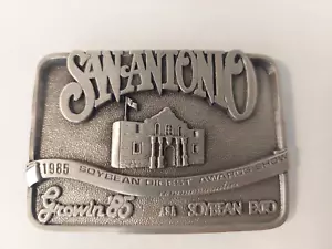 San Antonio TX Belt Buckle 1985 Soy Bean Expo Pewter Alamo FIgural Ltd Ed - Picture 1 of 5
