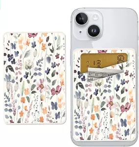 Phone Card Holder, Dual Pocket Leather Phone Wallet Adhesive Stick On, Cute Card - Picture 1 of 5