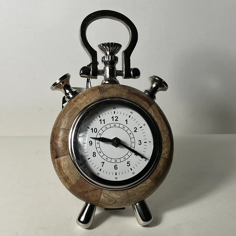 Tabletop Wood And Glass Stop Watch Clock Unique 10" x 7" Cover