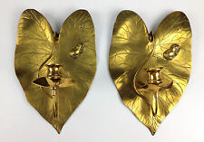 Liberty & Co- Pair Antique Brass Wall Sconces- Frog Fly Lilly Pad Aesthetic Rare