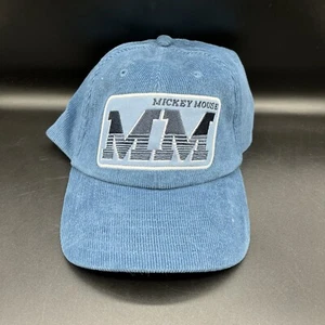 Disney Parks Mickey Mouse MM Cap Hat Embroidered Blue Corduroy Adjustable - Picture 1 of 4